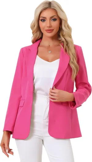 Allegra K Business Blazer for Women's One Button Open Front Work Office Suit Blazers