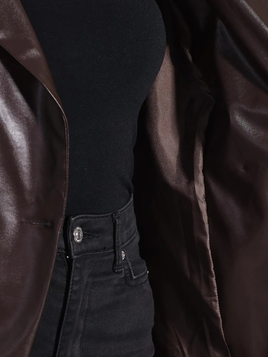 Allegra K Women's Faux PU Leather Blazers Double Breasted Motorcycle Moto Biker Jackets
