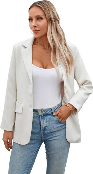 Betusline Womens Business Casual Blazers Open Front Long Sleeve Work Office Suit Jackets