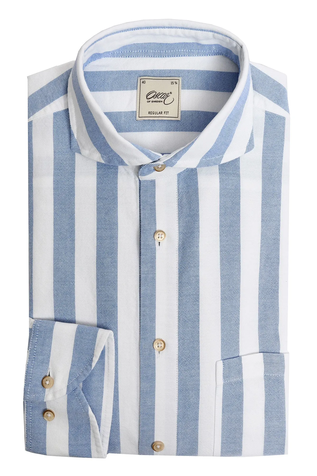 Blue striped regular fit oxford shirt