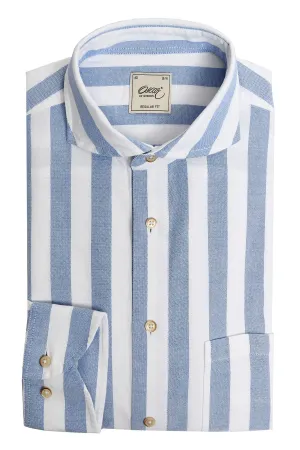 Blue striped regular fit oxford shirt