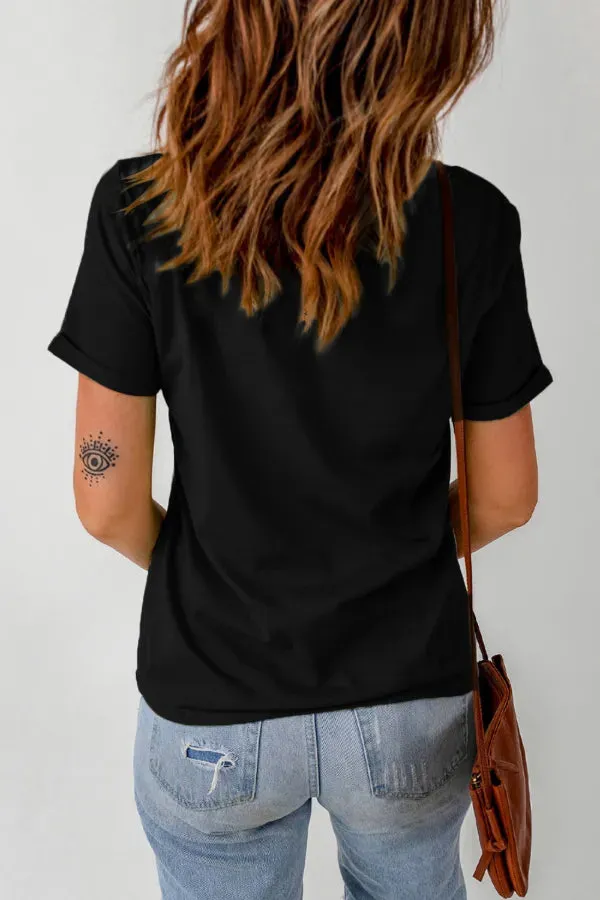 Bull Head Embroidered Round Neck T Shirt for Casual Wear