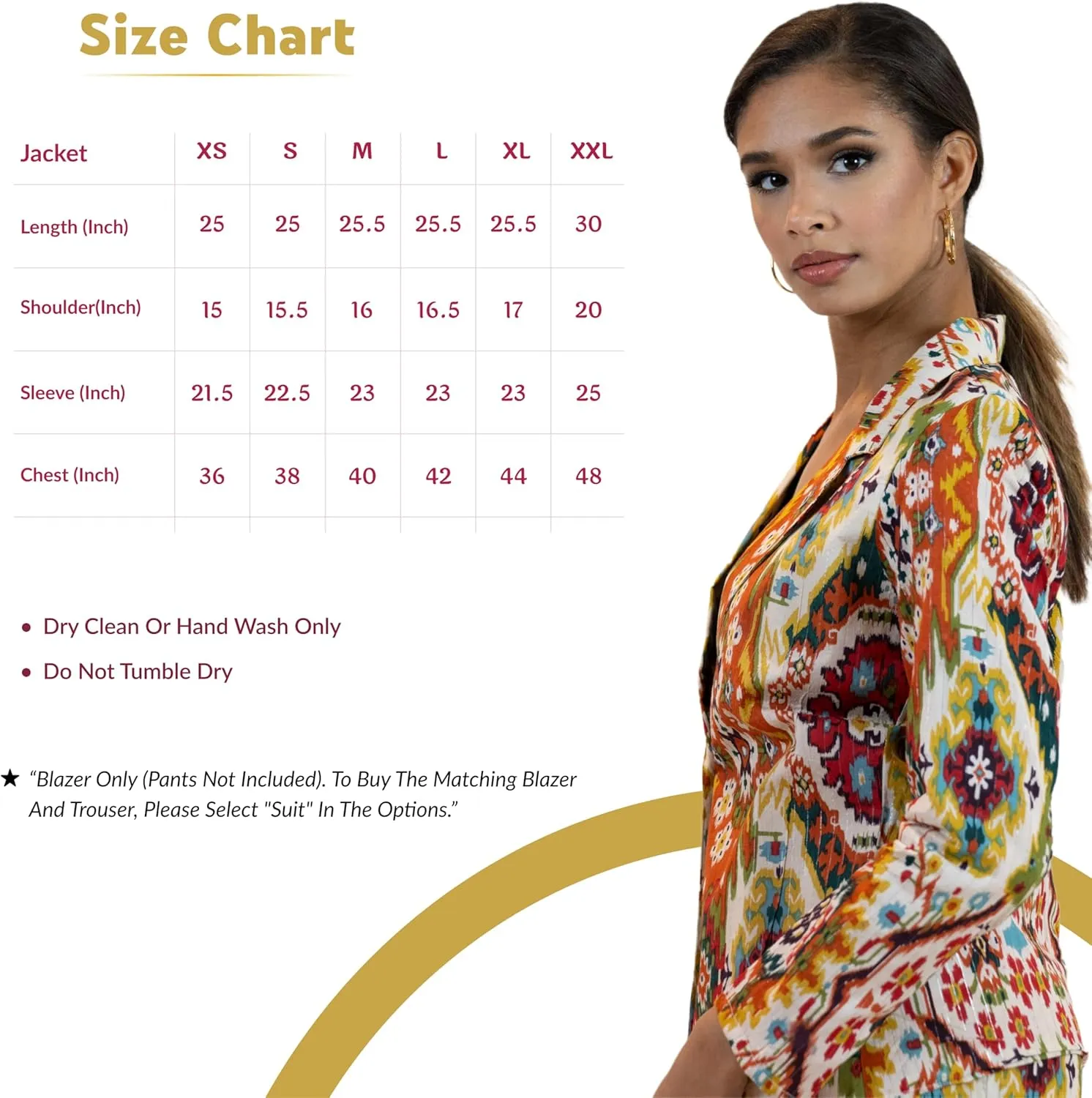 Business Casual Colorful Blazers & Pant Suits for Women Dressy with Pocket - Moroccan Print Women's Suits