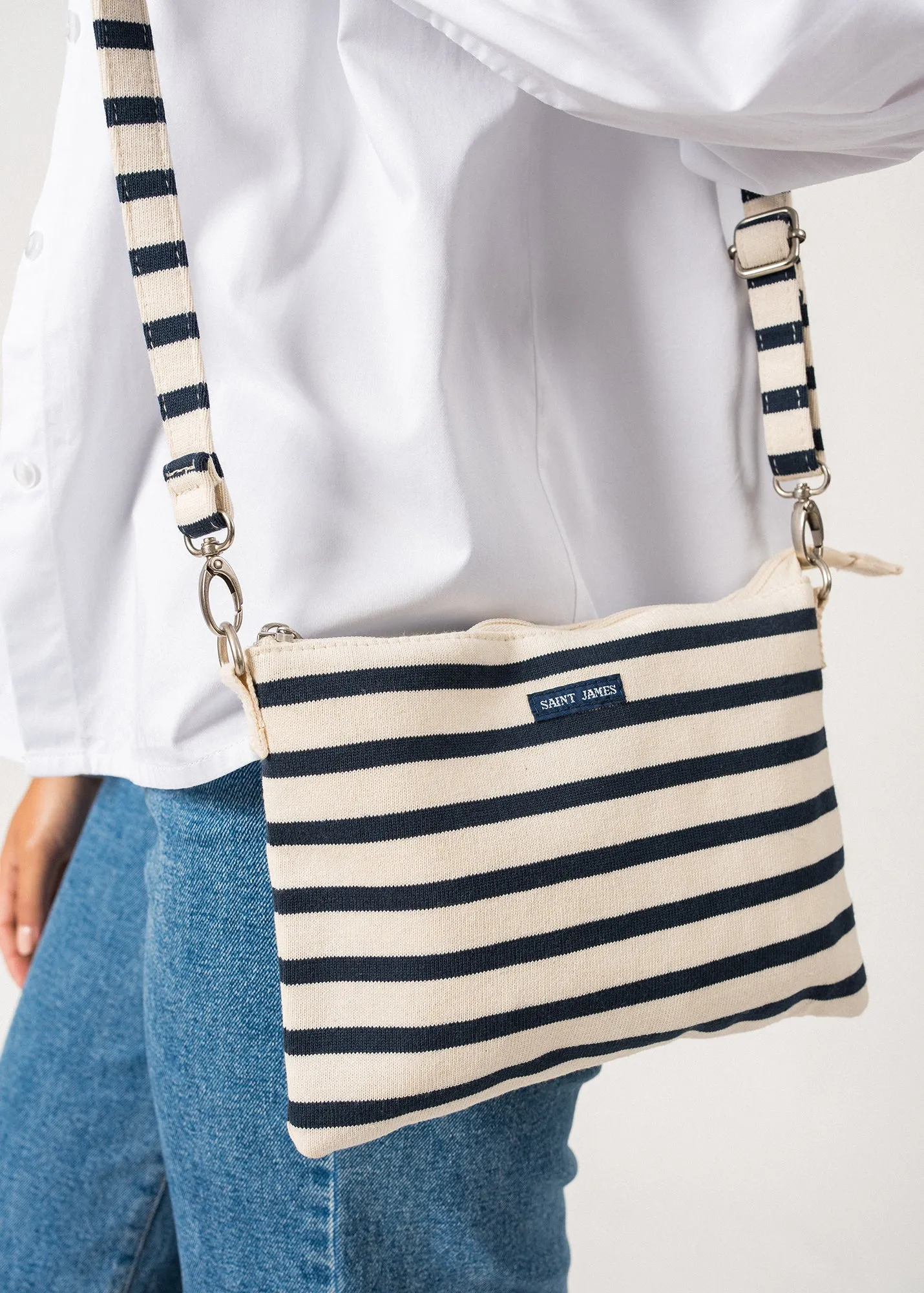 Carded Cotton Pouch  striped (ECRU/MARINE)