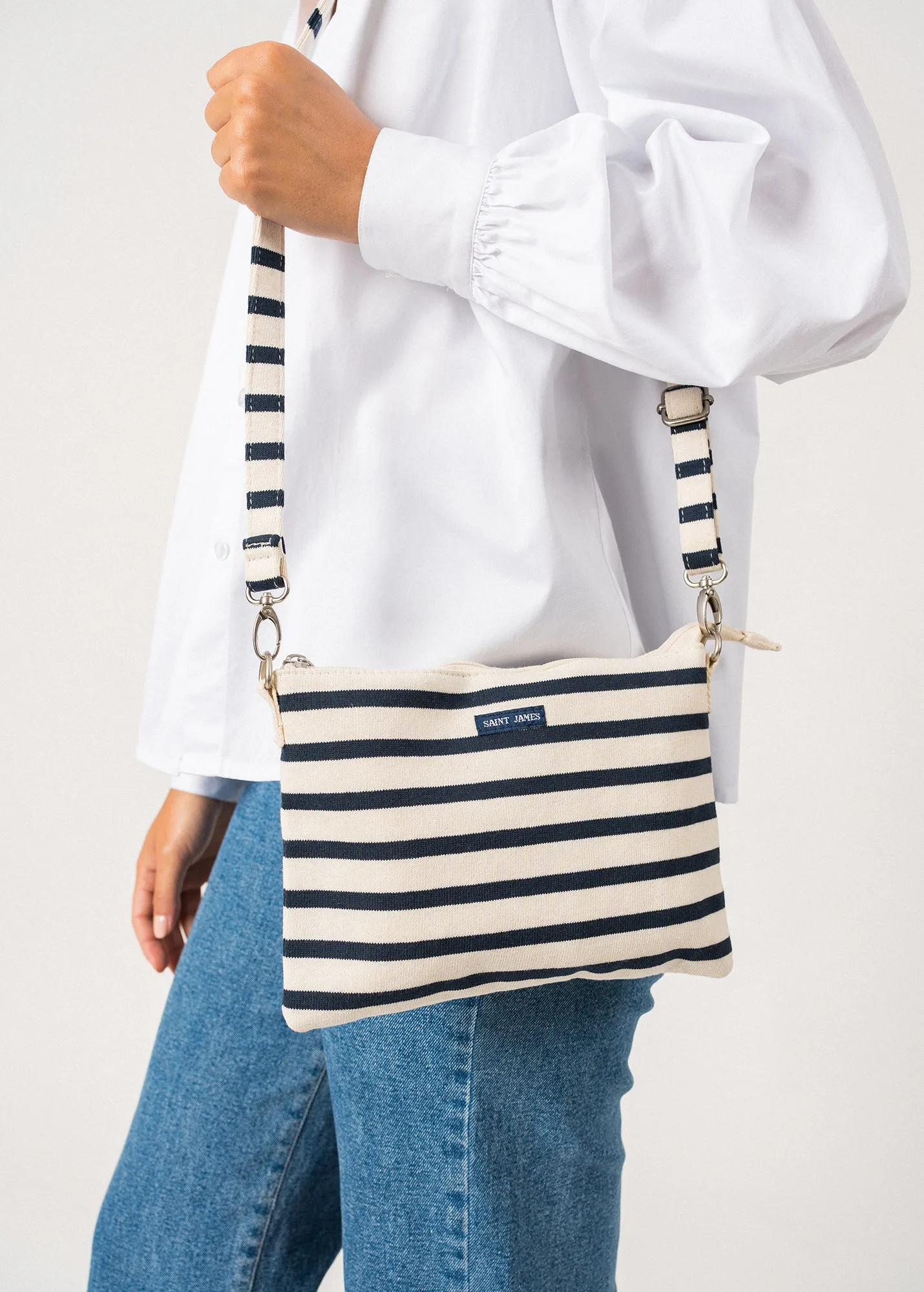Carded Cotton Pouch  striped (ECRU/MARINE)