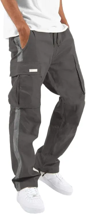 Cargo Pants for Men Big and Tall Elastic Waist Jogger Sports Pants Drawstring Sports Trousers Joggers for Men Sports