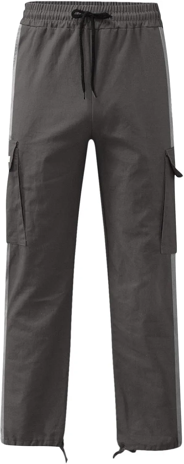 Cargo Pants for Men Big and Tall Elastic Waist Jogger Sports Pants Drawstring Sports Trousers Joggers for Men Sports