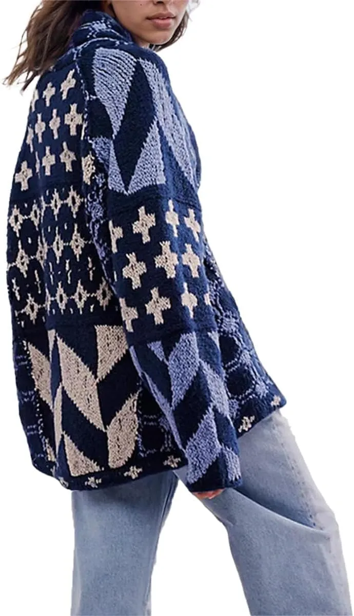 Colorful Cardigan Sweaters for Women Button Down Collar Oversized Sweater Coats Y2k Cardigans Fall Fashion Outfit