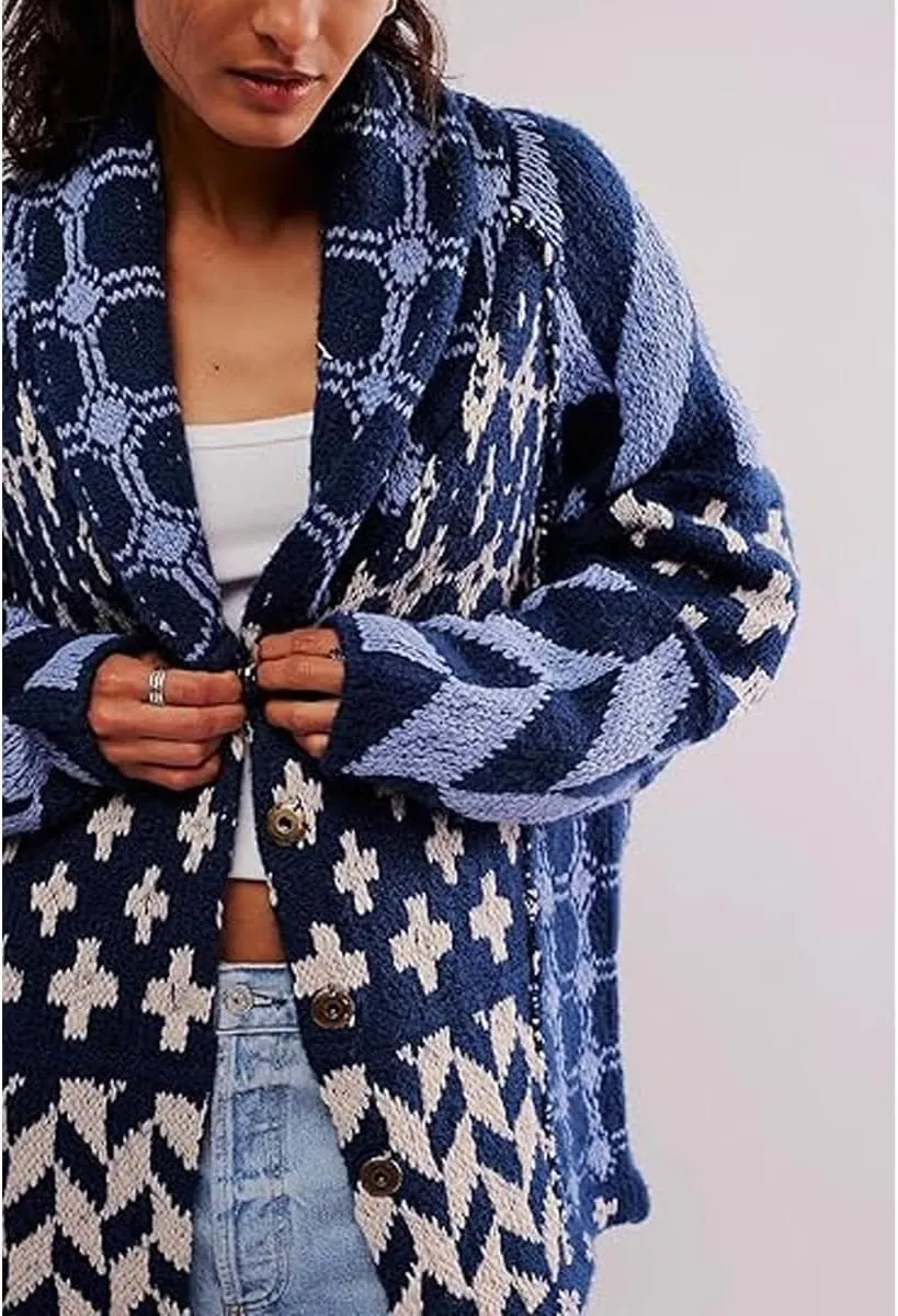 Colorful Cardigan Sweaters for Women Button Down Collar Oversized Sweater Coats Y2k Cardigans Fall Fashion Outfit