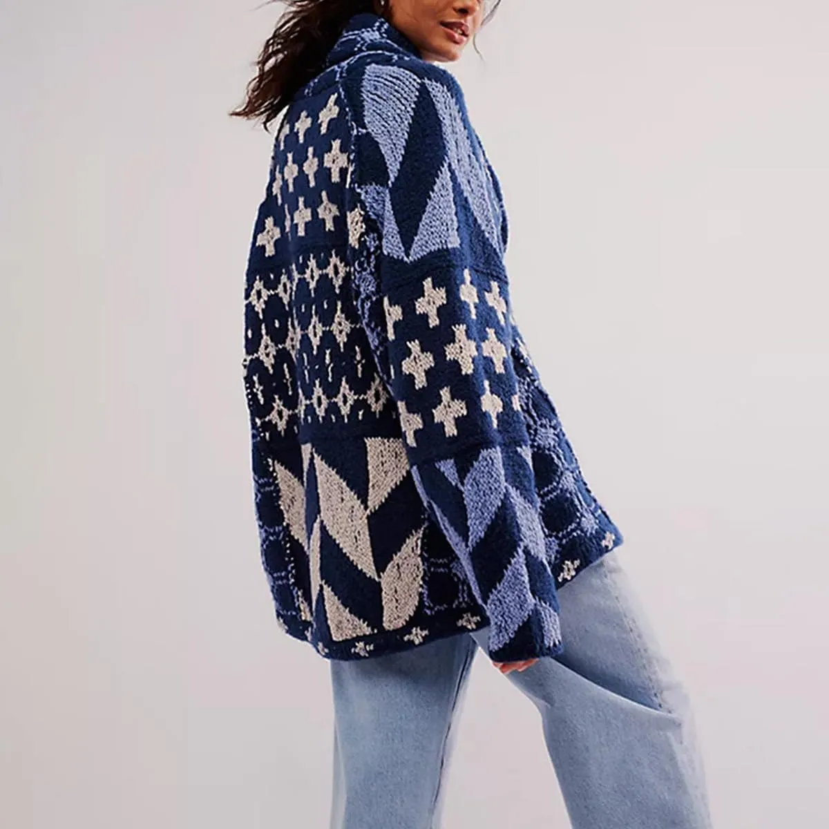 Colorful Cardigan Sweaters for Women Button Down Collar Oversized Sweater Coats Y2k Cardigans Fall Fashion Outfit