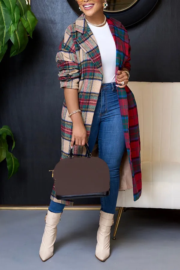 Colourful Plaid Dropped Shoulder Sleeve Blazer