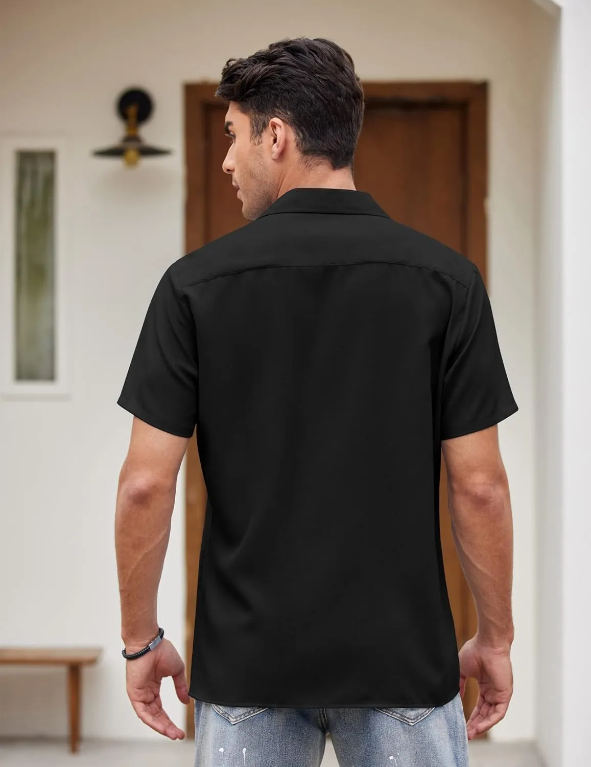 COOFANDY Men's Vintage Bowling Shirt Short Sleeve Button Down Summer Cuba Beach Shirts