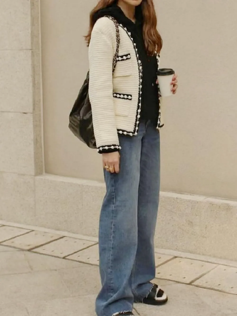 Cropped Cardigan for Women Open Front Jackie O Sweater Jacket Button Down Fall Chunky Knit Coats