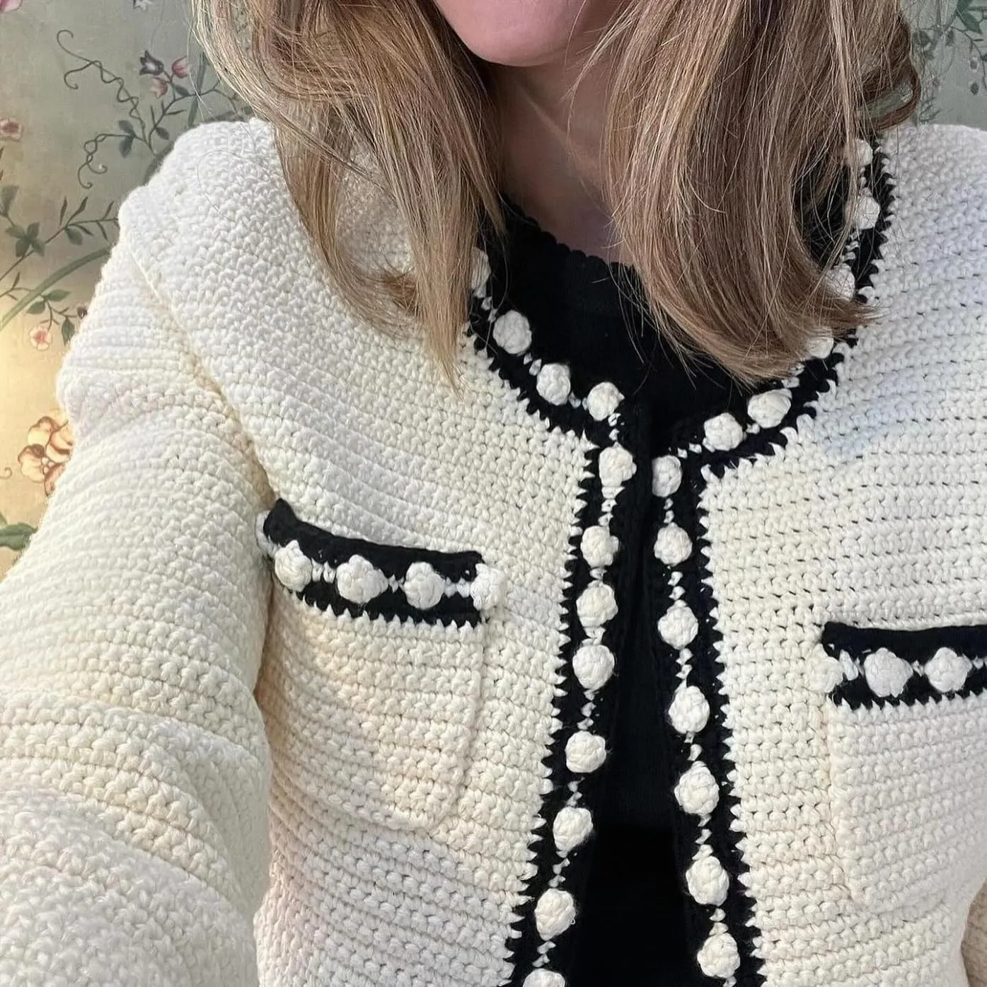 Cropped Cardigan for Women Open Front Jackie O Sweater Jacket Button Down Fall Chunky Knit Coats