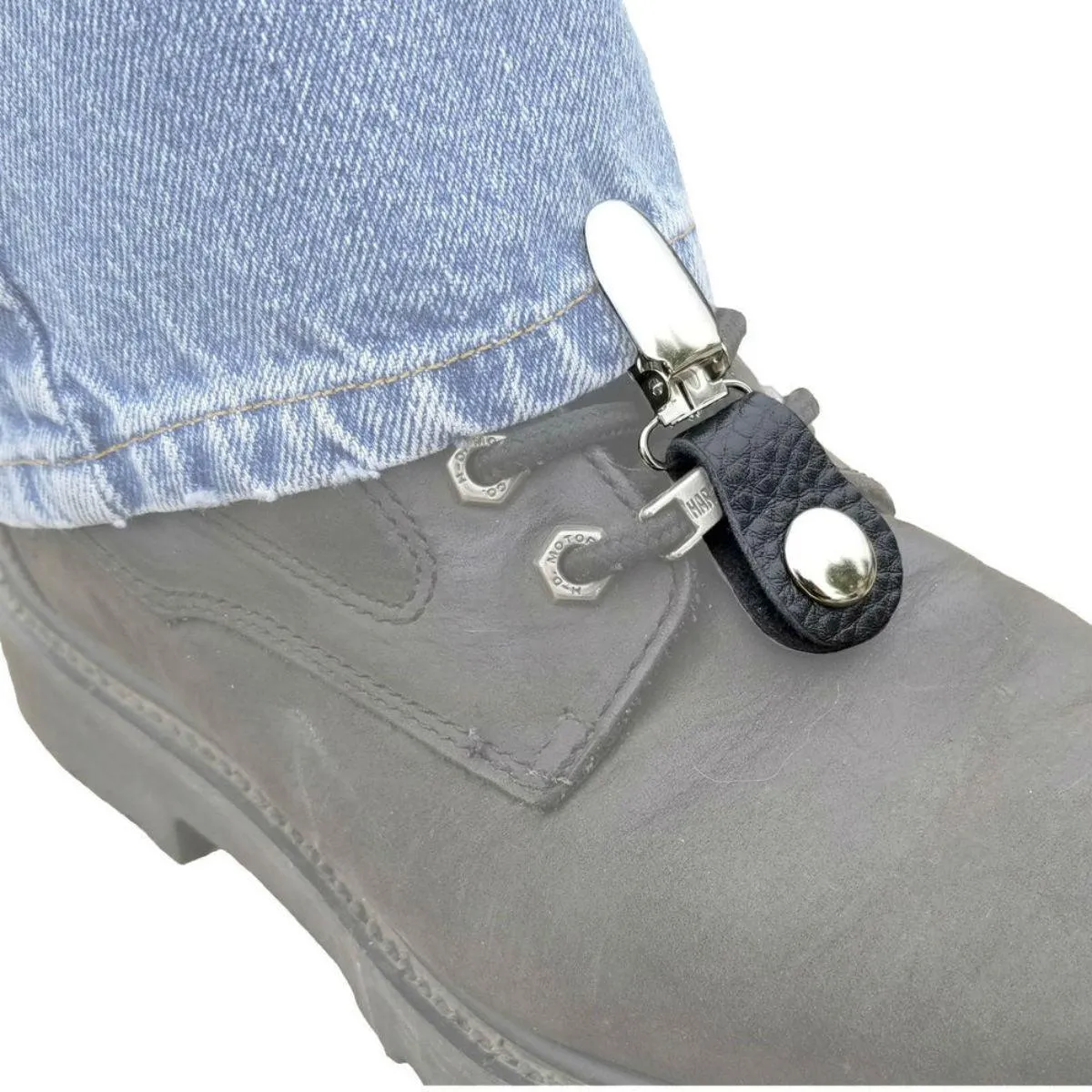 Daniel Smart Boot Clips Navy, Unisex, Leather, Black/Silver