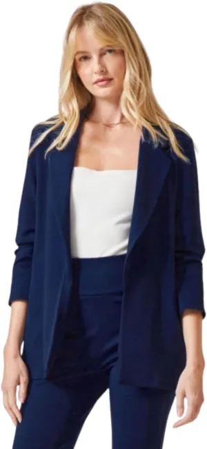 Dear Scarlett Womens 3/4 Ruched Sleeve Magic Blazer