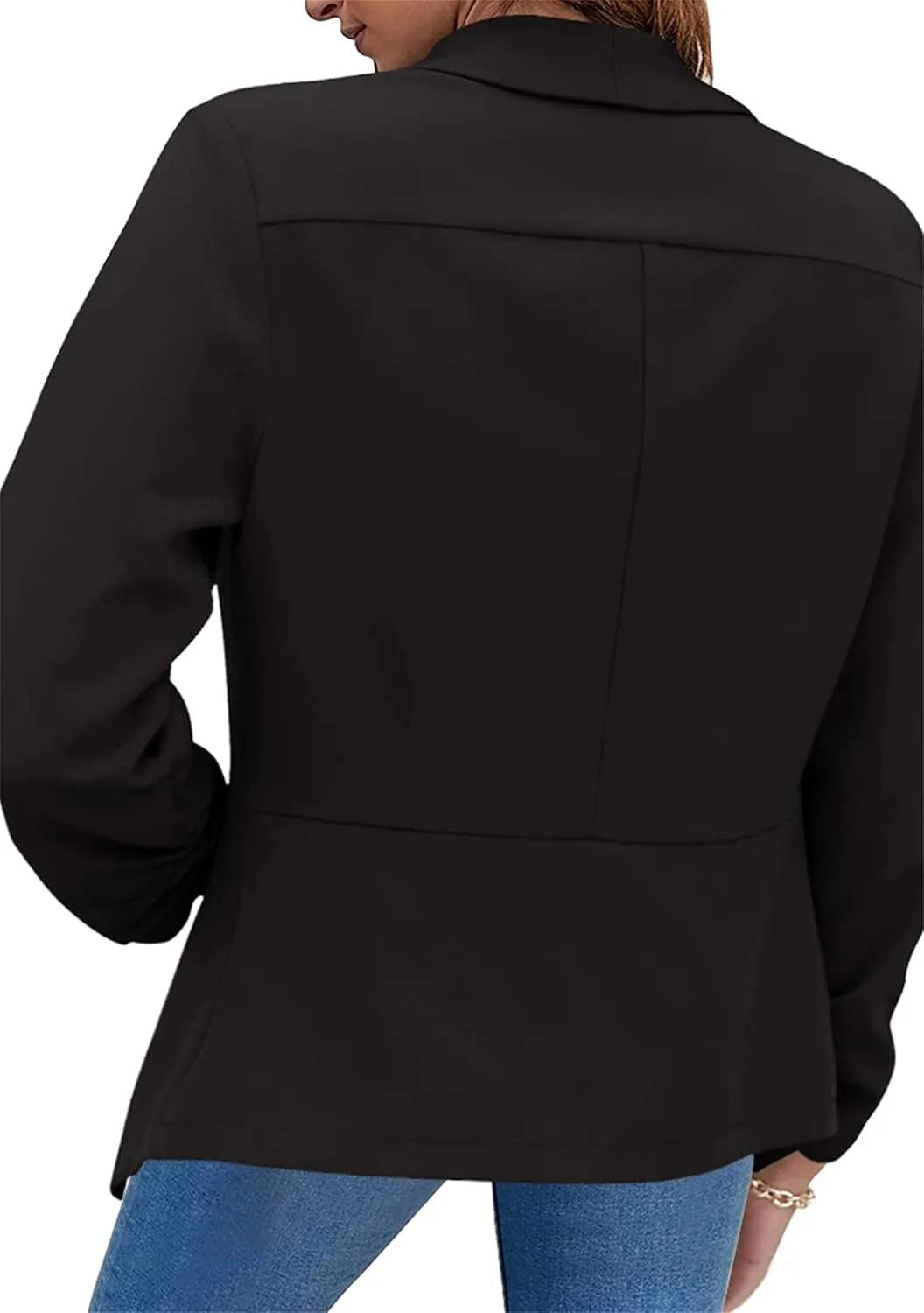 DIACACY Womens Cropped Formal Open Front Blazer Suit Long Sleeve Loose Blazer Jacket Cardigan