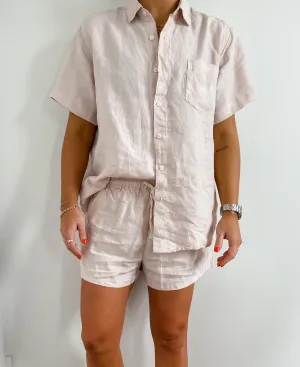 Dusty Pink French Linen Shorts