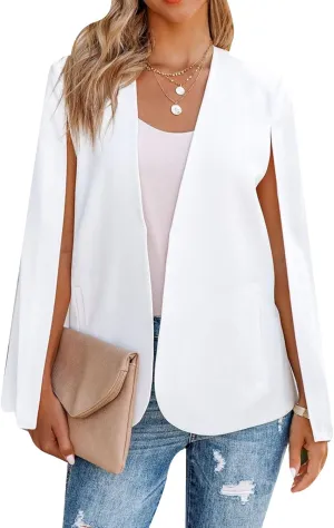 EFOFEI Womens Split Sleeve Lapel Blazers Casual Work Suit Open Front Cardigan with Pockets