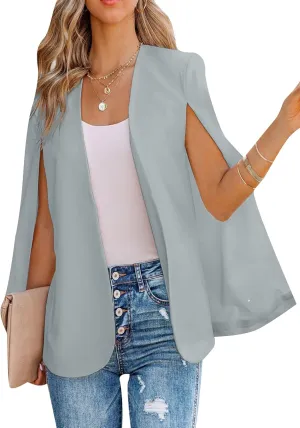 EFOFEI Womens Split Sleeve Lapel Blazers Casual Work Suit Open Front Cardigan with Pockets