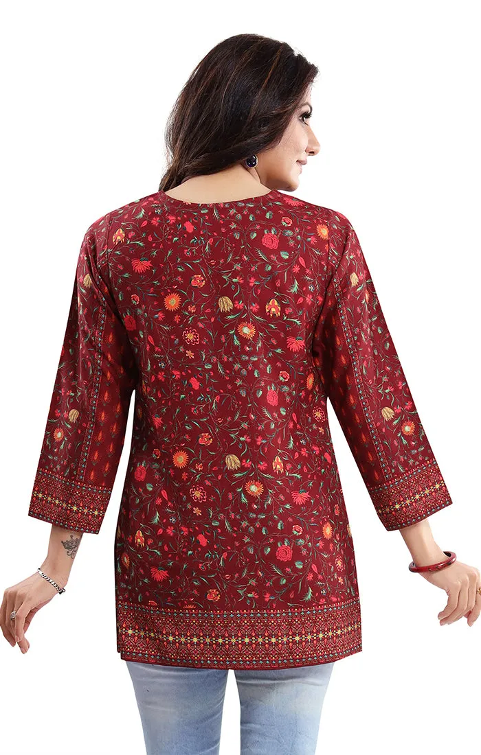 Extraordinary Maroon Color Indian Ethnic Kurti For Casual Wear (K628)