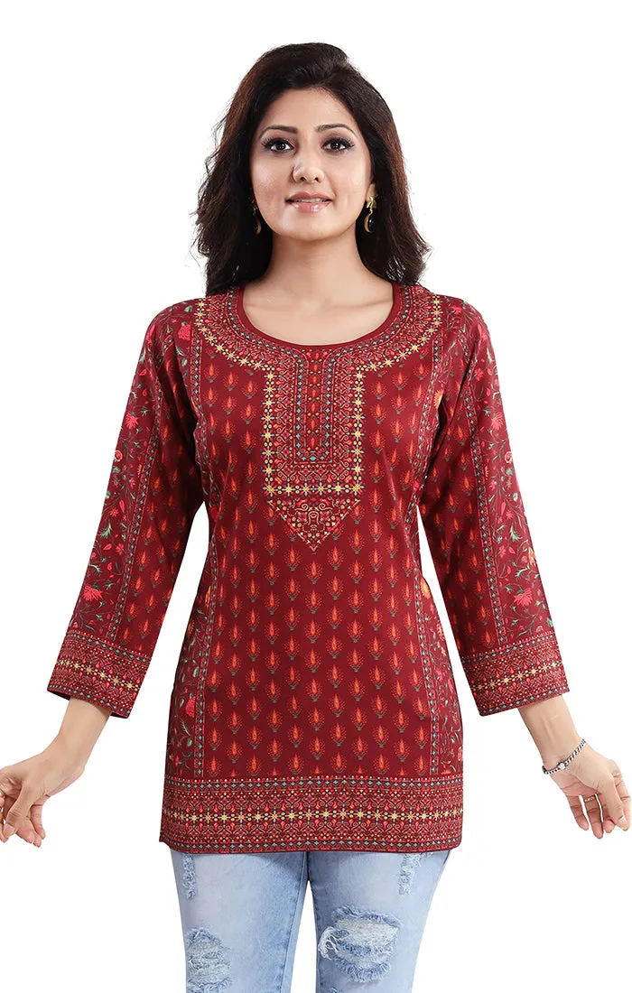 Extraordinary Maroon Color Indian Ethnic Kurti For Casual Wear (K628)