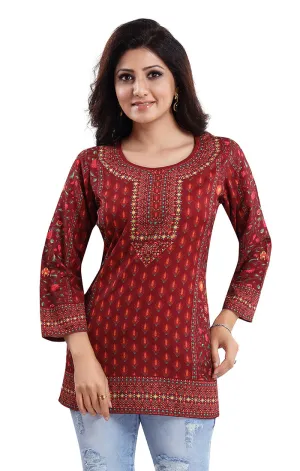 Extraordinary Maroon Color Indian Ethnic Kurti For Casual Wear (K628)