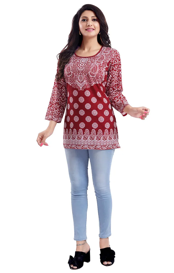 Extraordinary Red Color Indian Ethnic Kurti For Casual Wear (K634)