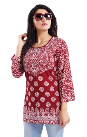 Extraordinary Red Color Indian Ethnic Kurti For Casual Wear (K634)