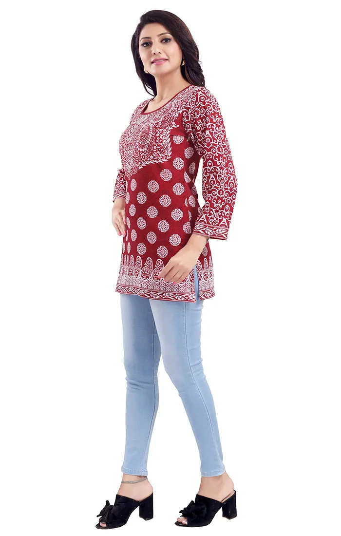 Extraordinary Red Color Indian Ethnic Kurti For Casual Wear (K634)