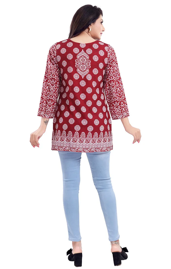 Extraordinary Red Color Indian Ethnic Kurti For Casual Wear (K634)