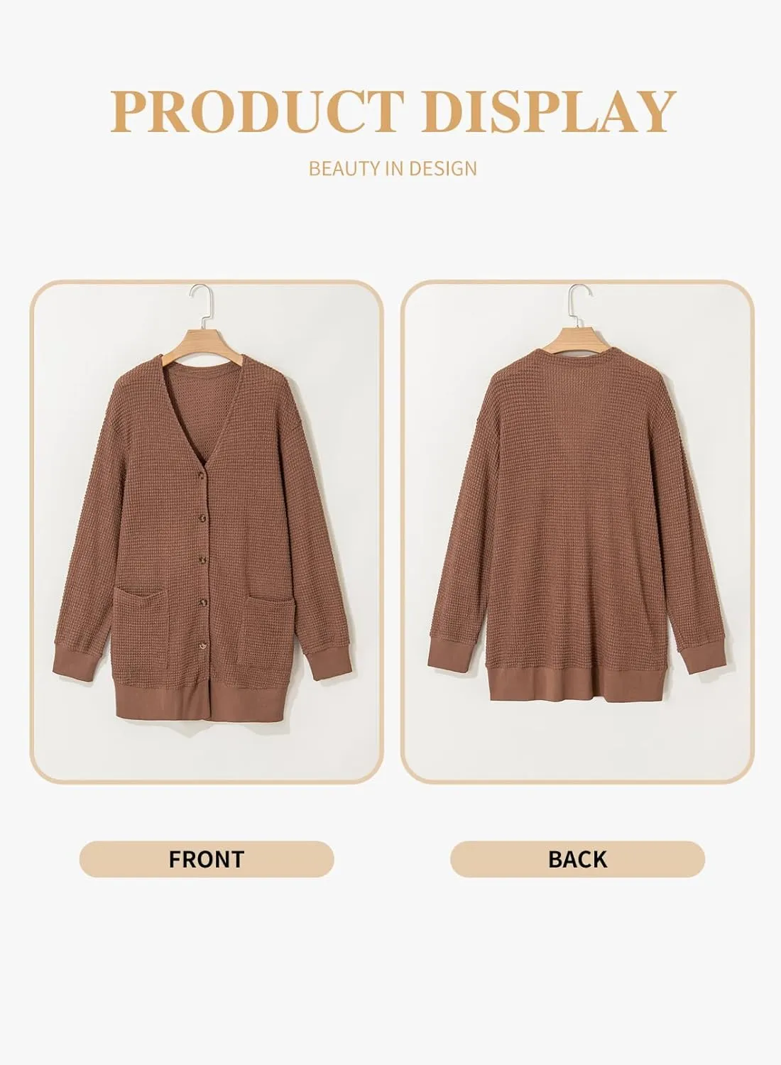 Eytino Womens Plus Size Cardigans Casual Long Sleeve Waffle Knit Front Button Tops(1X-5X)