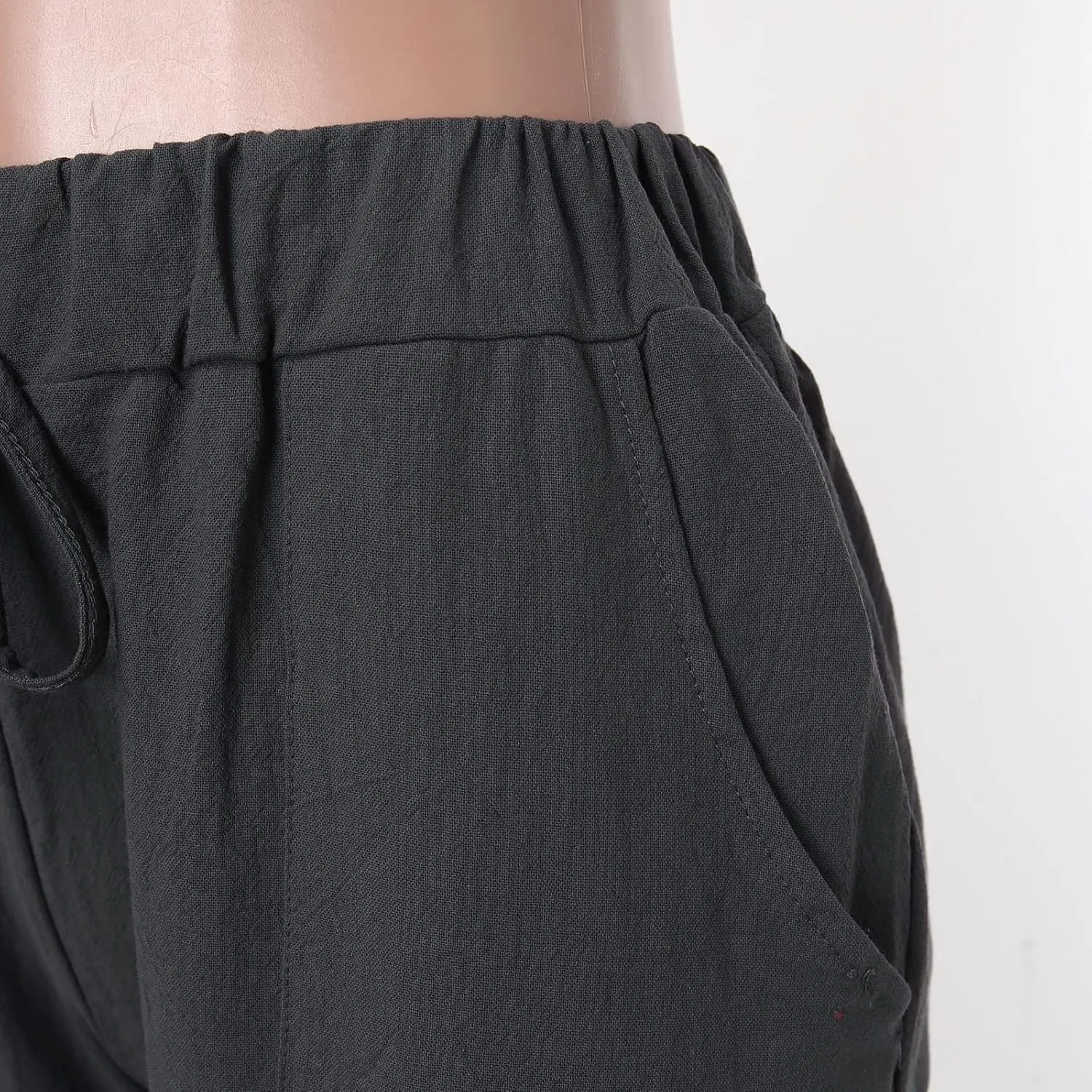 FZVYD Linen Pants for Women 2023 Summer Casual Loose Drawstring Elastic High Waist Comfy Trousers Straight Leg Lounge Pants