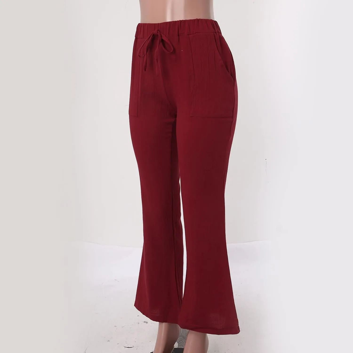 FZVYD Linen Pants for Women 2023 Summer Casual Loose Drawstring Elastic High Waist Comfy Trousers Straight Leg Lounge Pants
