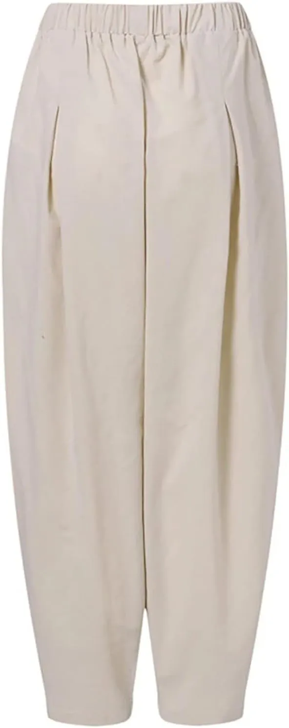 FZVYD Women's Linen Pants 2023 Summer Casual Elastic High Waist Trousers Lounge Baggy Solid Color Sweatpants with Pockets