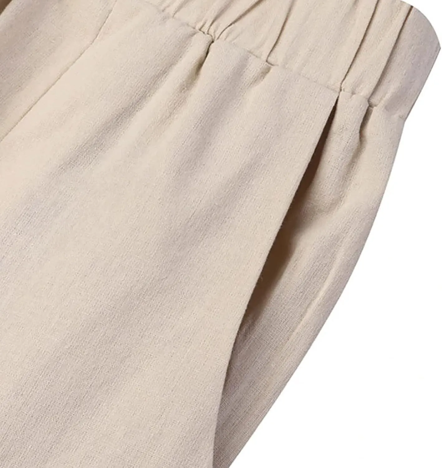 FZVYD Women's Linen Pants 2023 Summer Casual Elastic High Waist Trousers Lounge Baggy Solid Color Sweatpants with Pockets