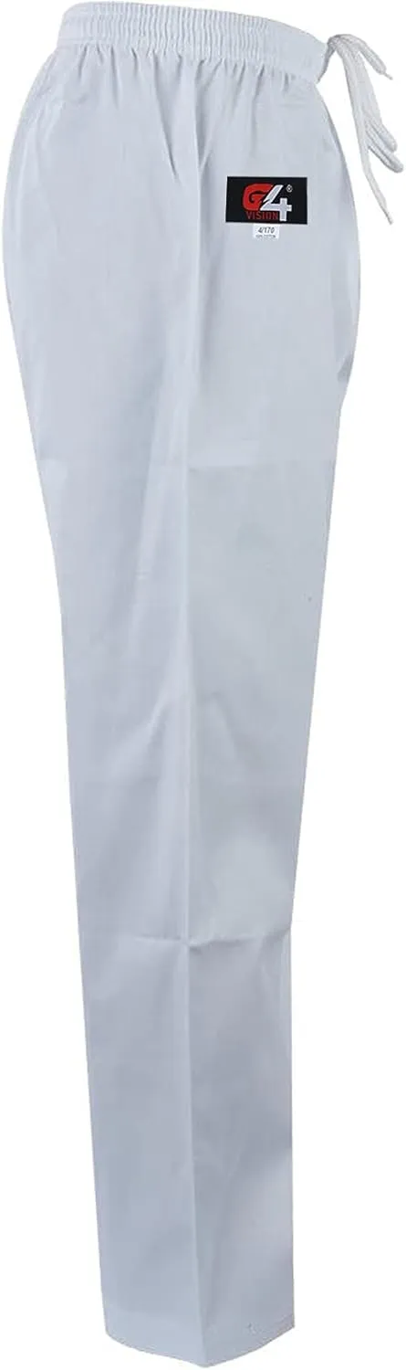 G4 VISION Karate Trousers Martial Arts Karate Pants Student Cotton GI Aikido Kids Pant Kung Fu Adults Kimono Trousers