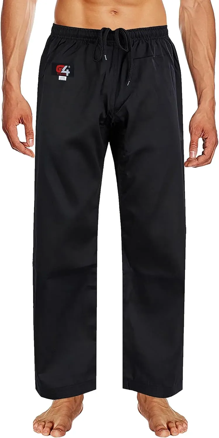 G4 VISION Karate Trousers Martial Arts Karate Pants Student Cotton GI Aikido Kids Pant Kung Fu Adults Kimono Trousers