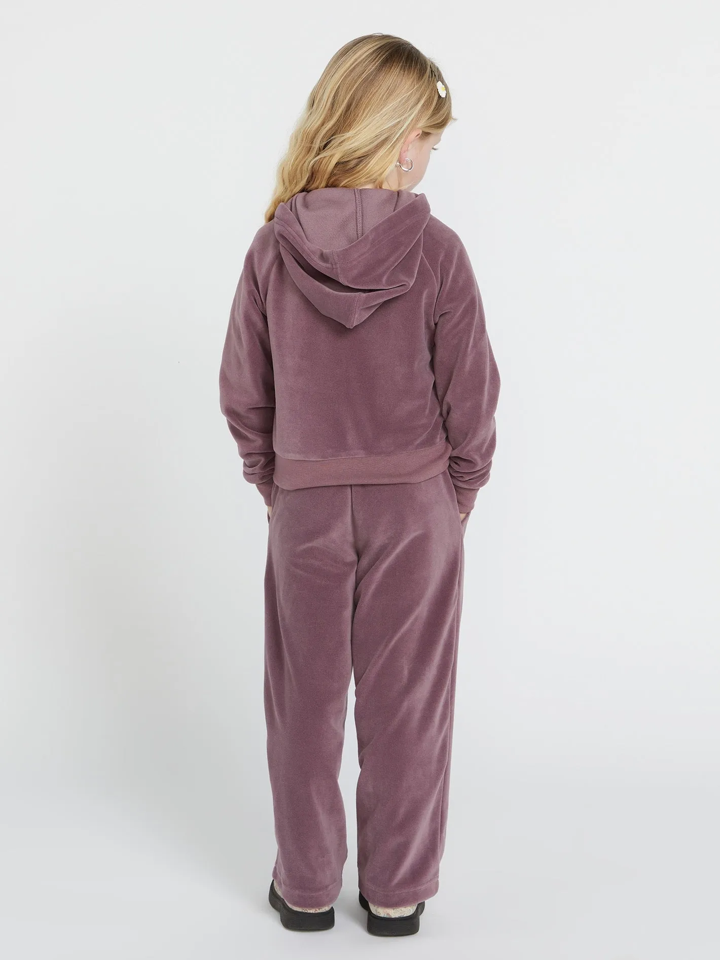 Girls Lived in Lounge Velour Zip Fleece Jacket - Acai