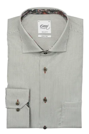 Green striped regular fit shirt with contrast details