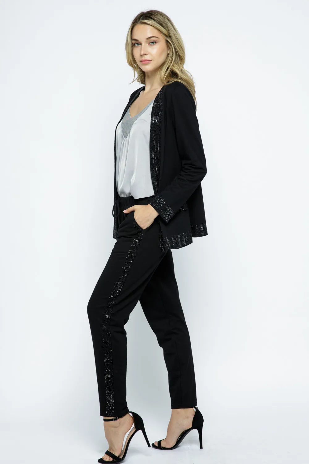 Jogger with Rhinestone Side Detail