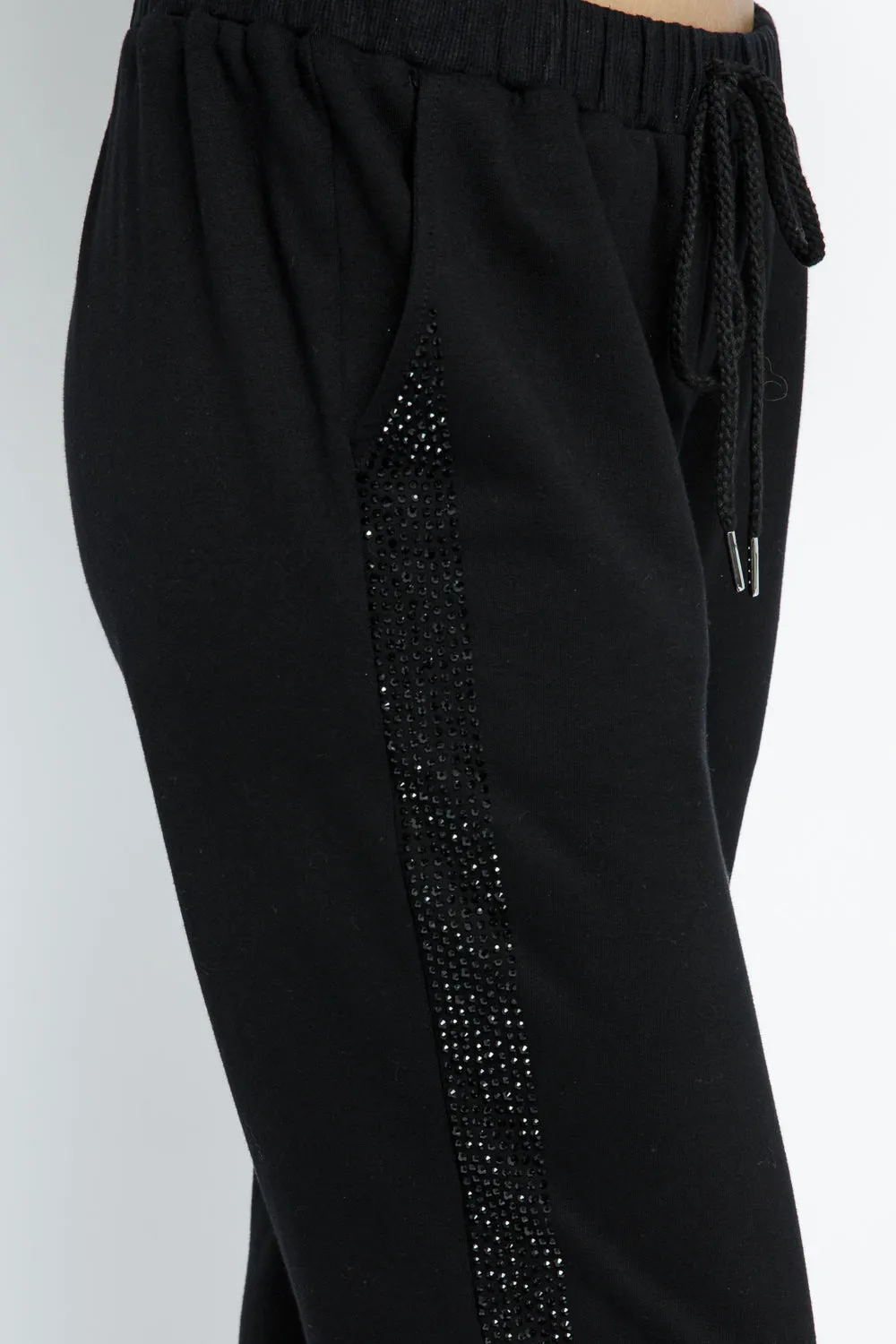 Jogger with Rhinestone Side Detail