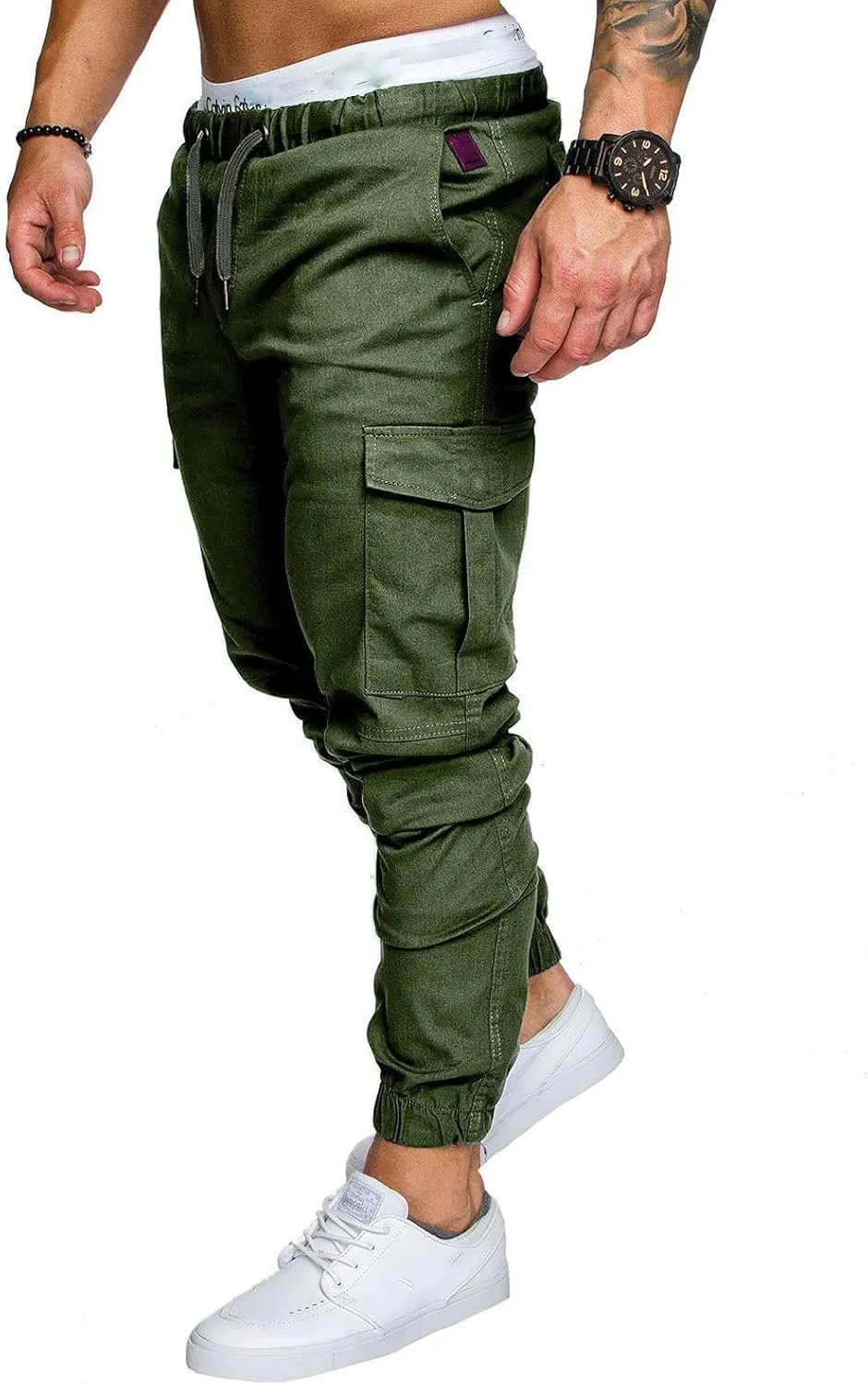 Joggers Pants for Men Elastic Waist Drawstring Cargo Pants Slim Fit Track Sweatpants Outdoor Trousers with Pockets