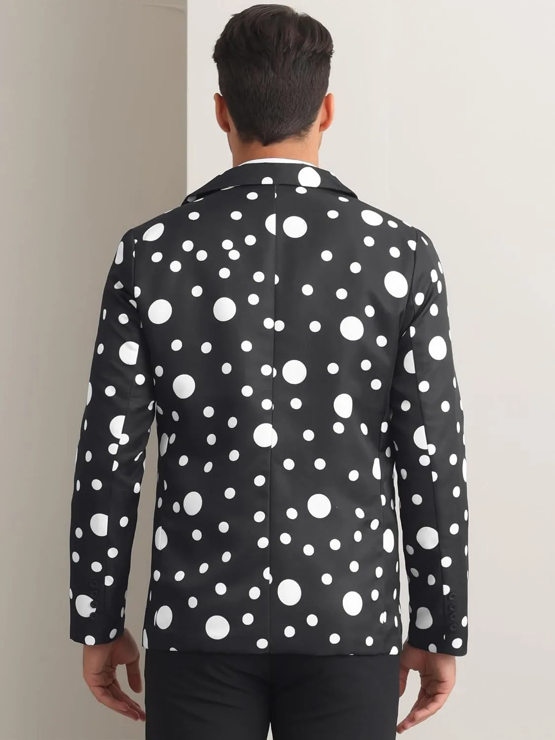 Lars Amadeus Polka Dots Blazers for Men's One Button Notched Lapel Prom Suit Jackets
