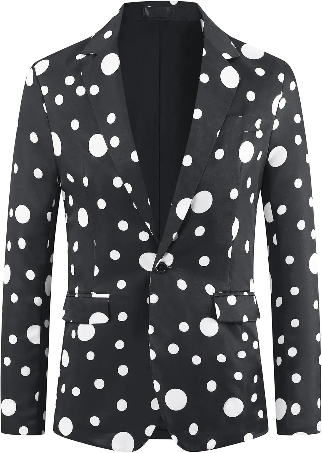 Lars Amadeus Polka Dots Blazers for Men's One Button Notched Lapel Prom Suit Jackets