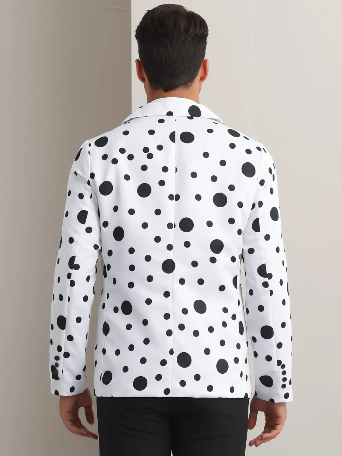 Lars Amadeus Polka Dots Blazers for Men's One Button Notched Lapel Prom Suit Jackets