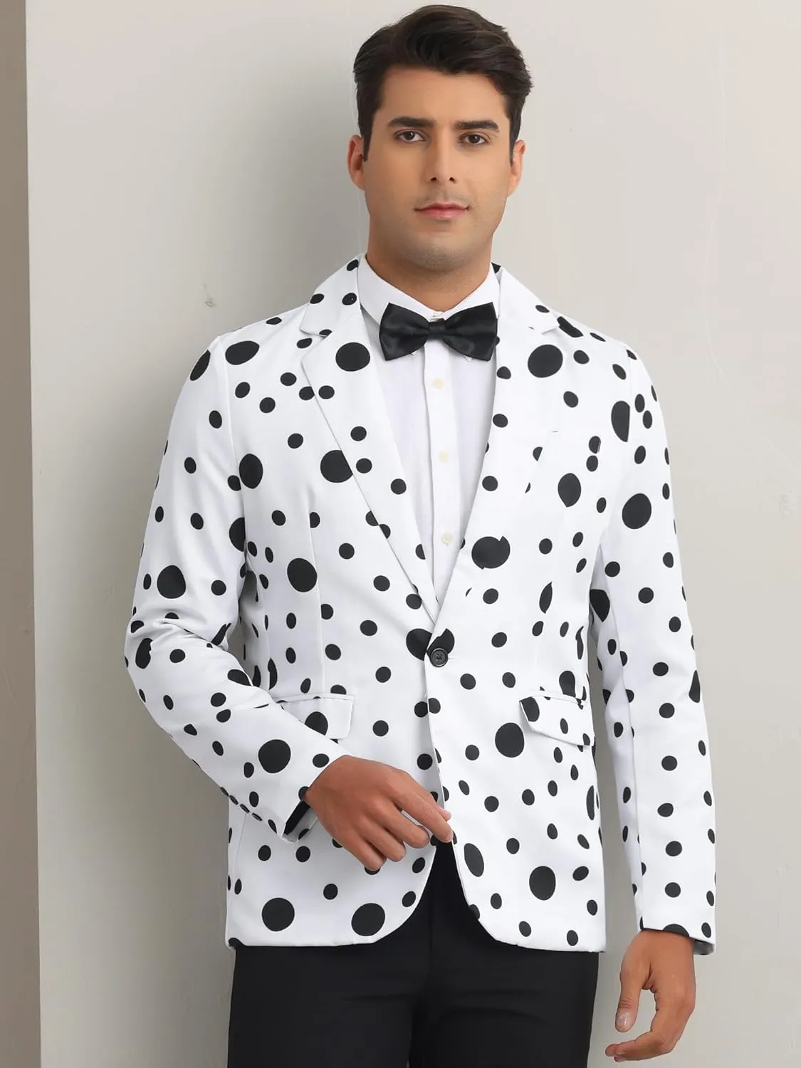 Lars Amadeus Polka Dots Blazers for Men's One Button Notched Lapel Prom Suit Jackets