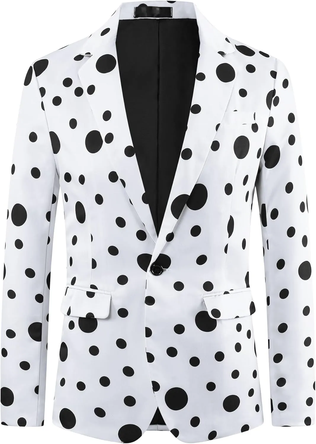 Lars Amadeus Polka Dots Blazers for Men's One Button Notched Lapel Prom Suit Jackets