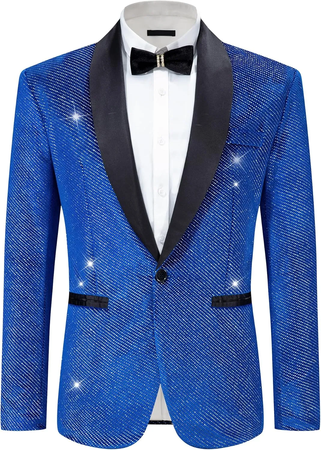 Lars Amadeus Sparkly Blazers for Men's Wedding Shawl Lapel Party Metallic Glitter Suit Jackets