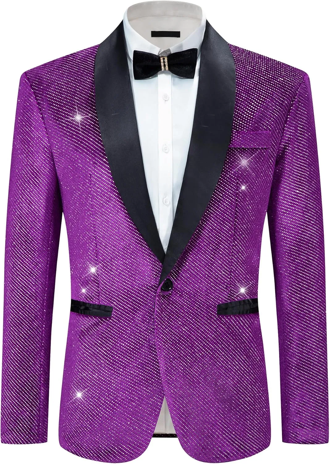 Lars Amadeus Sparkly Blazers for Men's Wedding Shawl Lapel Party Metallic Glitter Suit Jackets